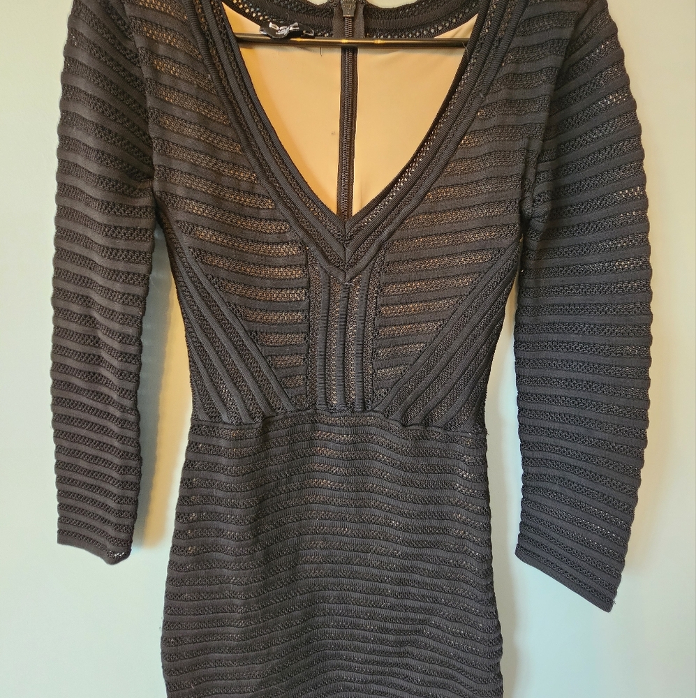 Bebe Black Bodycon Long Sleeve Dress